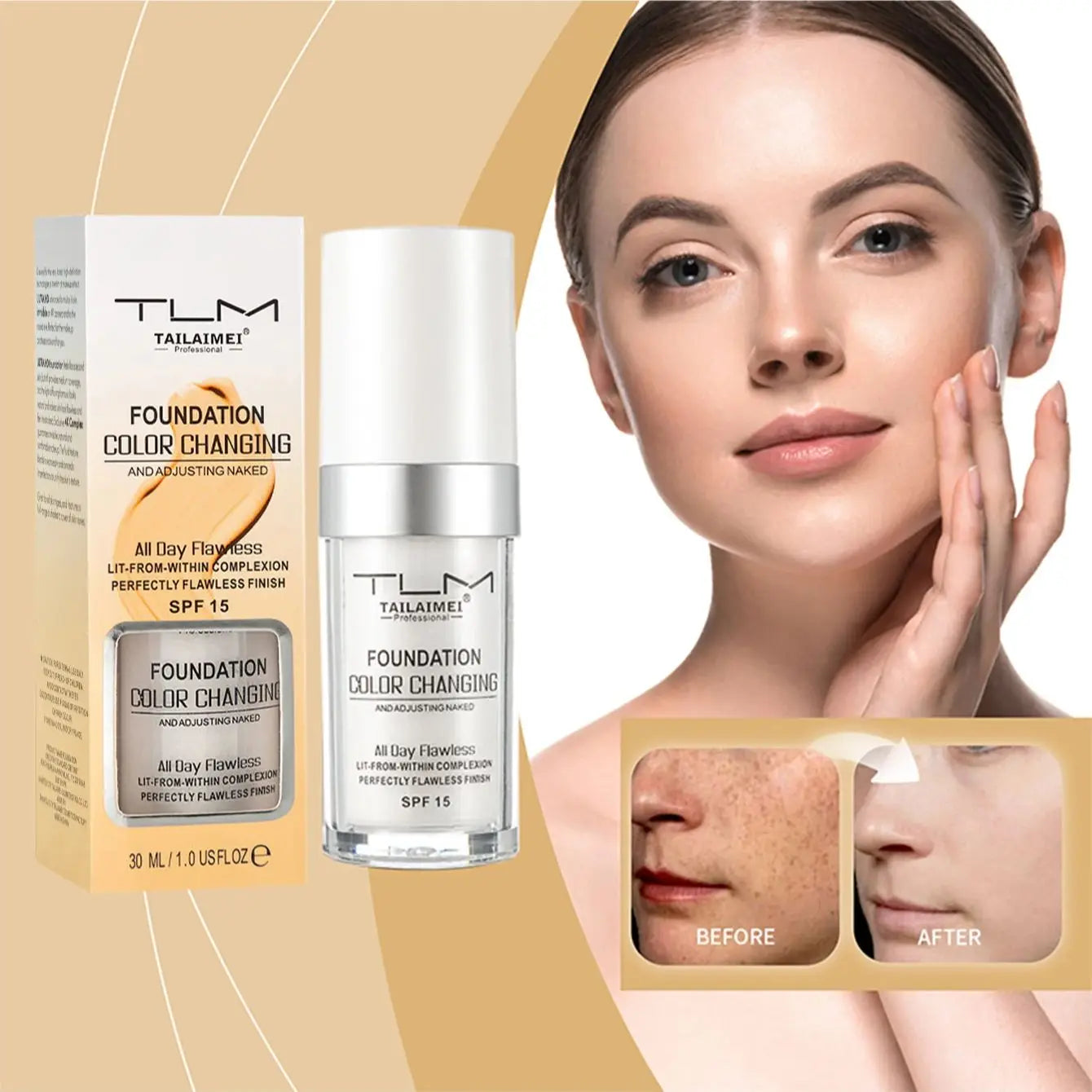 TLM Magic Color-Changing Foundation SPF 15-30mL For All Skin Tones